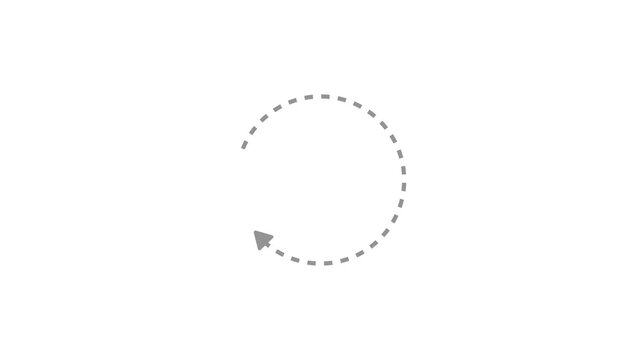 dotted line circle arrow animation. rotating arrow, recycle circle