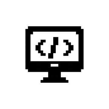 Pixel art coding monitor icon