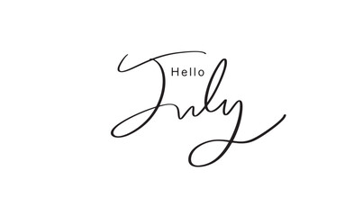 Hello july month text font calligraphy hand written lettering script black color object icon hello july month welcome business summer season holiday beautiful hello july calendar hi banner hello july  © StreetOnCamara