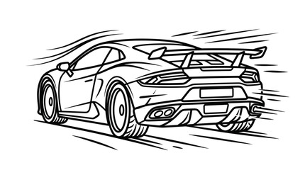 Obraz premium Sleek aerodynamic supercar driving with speed lines outline