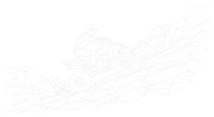 Fototapeta premium ATV Rider Ascending Steep Terrain with Geometric Overlay