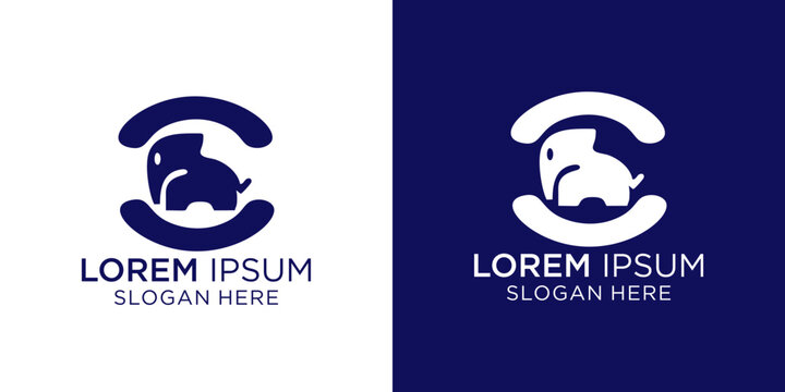 Professional logo design with elepant and phone for business branding, perfect for corporate identity and advertising materials