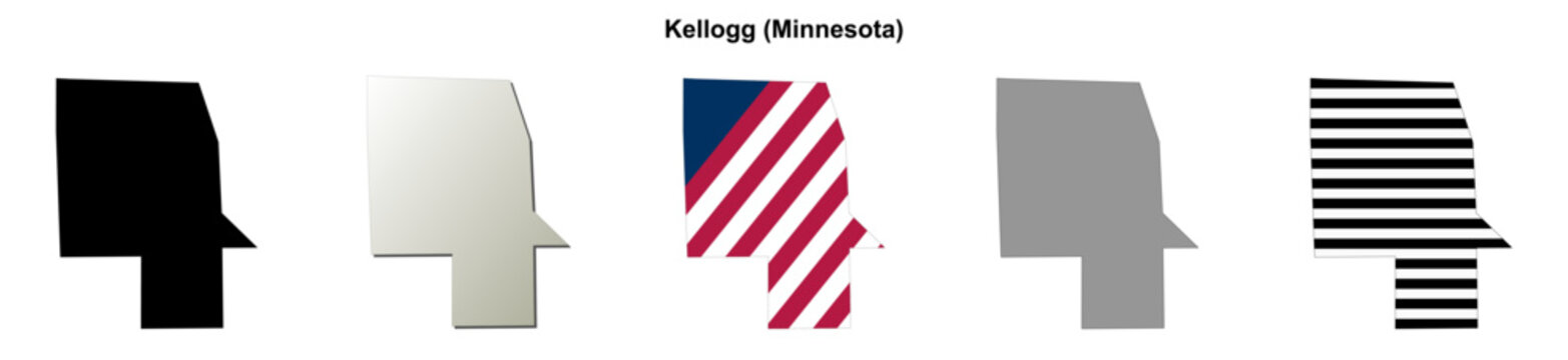 Kellogg (Minnesota) blank outline map set
