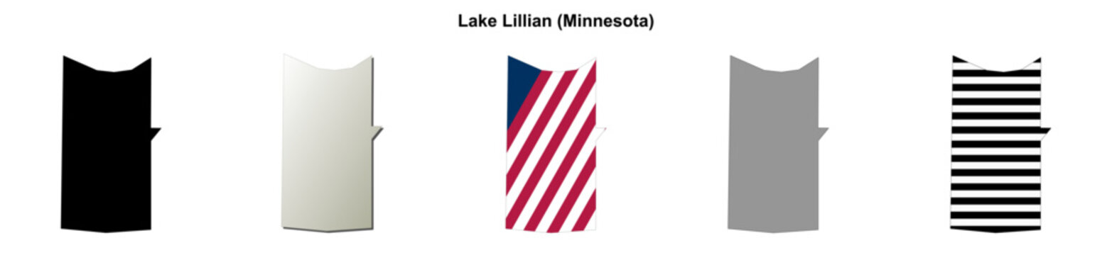 Lake Lillian (Minnesota) blank outline map set