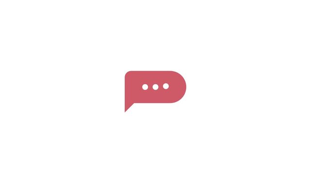 Minimalist animation of a speech bubble icon appearing on a white background