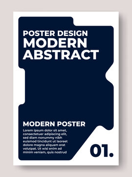 Modern Abstract Navy Blue Poster Template, Minimalist Neo Brutalist Geometric Layout Design