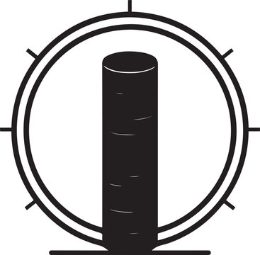 Cylindrical core sample inside concentric circular rings with cylinder drilling measurement industrial technology manufacturing mechanical. black icon silhouette vector