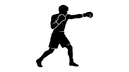 Obraz premium Silhouette of a boxer throwing a punch in a fight.