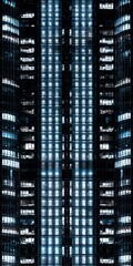 Obraz premium Abstract pattern of glowing skyscraper windows at night, modern city architecture, corporate business