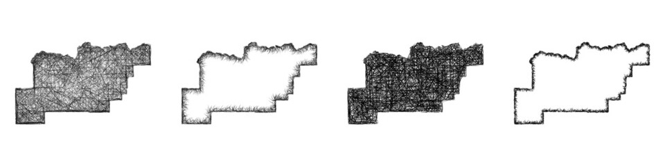 Fototapeta premium Sketch Clark County (Idaho) outline map design set