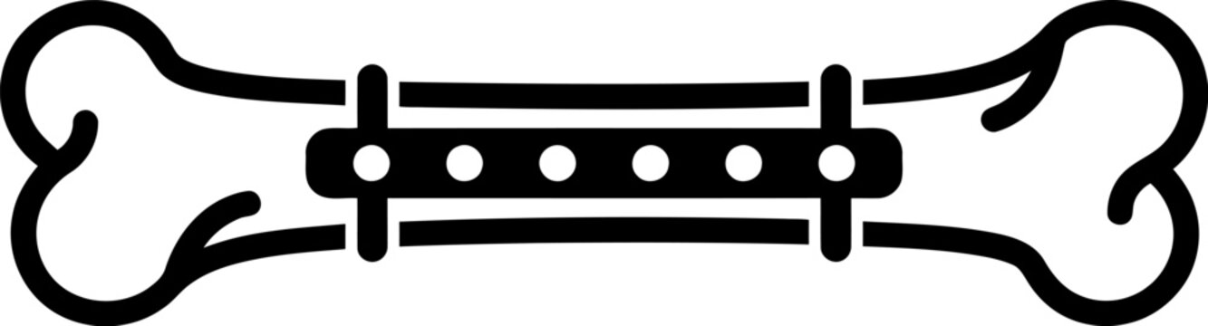 Bone fracture fixation line icon for medical design