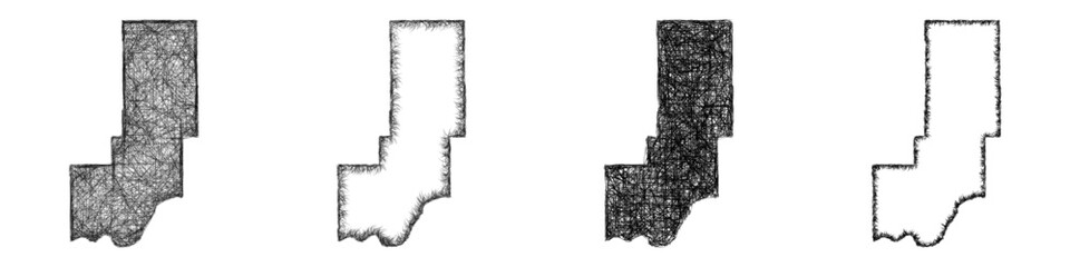 Fototapeta premium Sketch Minidoka County (Idaho) outline map design set