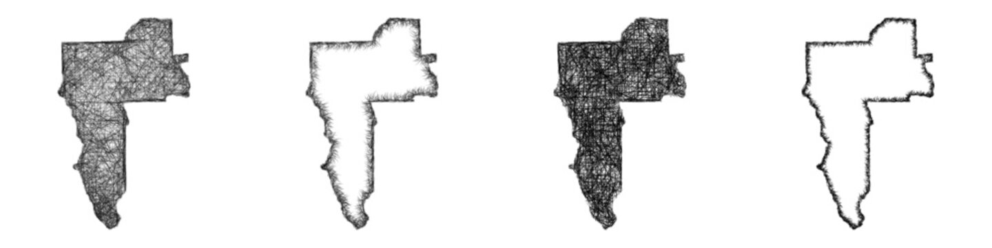 Sketch black and white Nez Perce County (Idaho) outline map design set