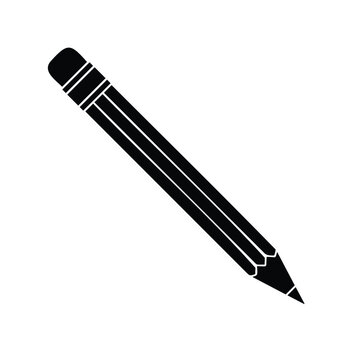 Sharp lead pencil writing tool flat icon vector illustration isolated on white background.