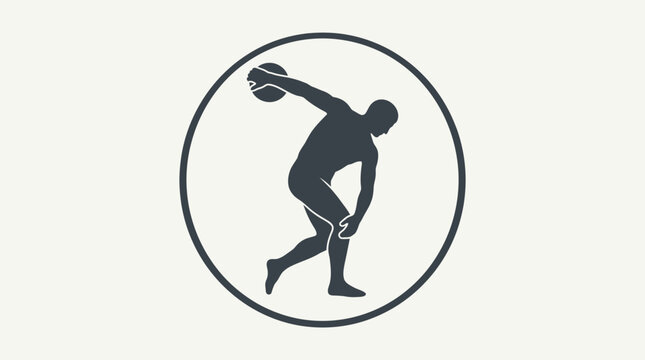 Discus Thrower Silhouette in Circle Graphic.