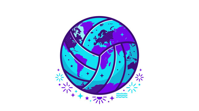 Volleyball Globe Earth World Map Sport Concept