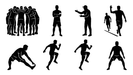 Obraz premium Set of Sports Football team Silhouette Poses
