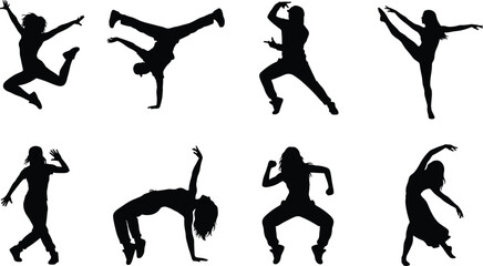Dynamic Dance and Performance Silhouette Collection with Contemporary Movement Poses © Itz Tanzim