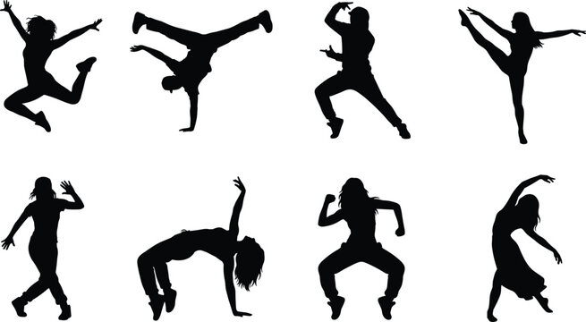 Dynamic Dance and Performance Silhouette Collection with Contemporary Movement Poses