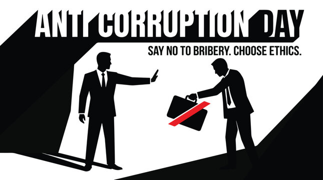 Anti Corruption Day Concept Showing Man Refusing a Bribe