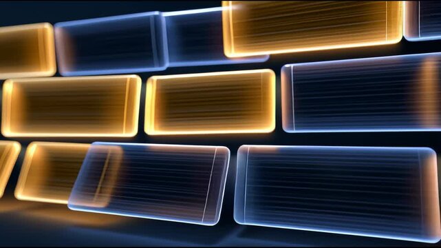Colorful bricks move and change shapes on a dark surface, creating interesting visual patterns and transitions as they evolve over time.