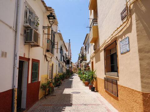 Old Town of Alicante with narrow streets and Mediterranean architecture
