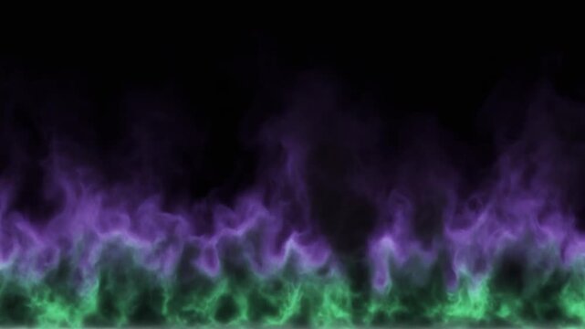 Seamless Loop of Eerie Purple and Green Cursed Flames Burning in Dark Space, Cinematic Full HD Motion Background
