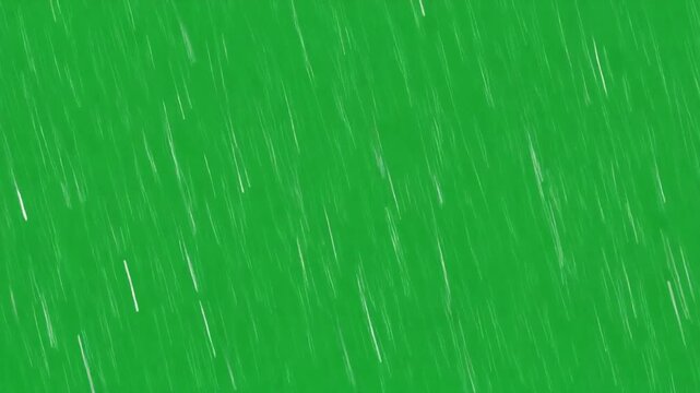 Photorealistic Heavy Rain Falling Against Green Screen Background, Seamless Loop VFX Overlay for Compositing, Full HD Storm
