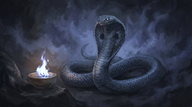 Silhouette of cobra snake for nag panchami celebration