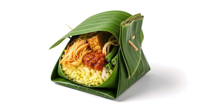 Traditional Indonesian food wrapped in banana leaf.