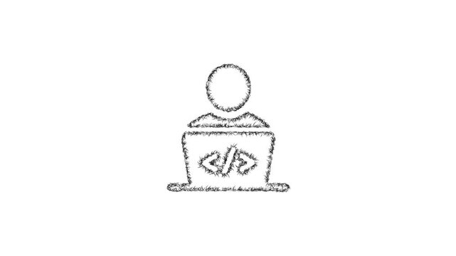Sketch software developer icon animation - smooth progressive reveal