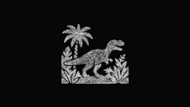 Sketch jungle dinosaur icon animation - smooth progressive reveal