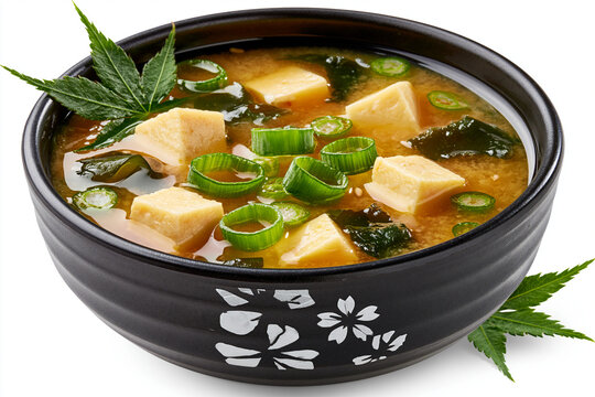 Miso Soup Cup Isolated on White Background