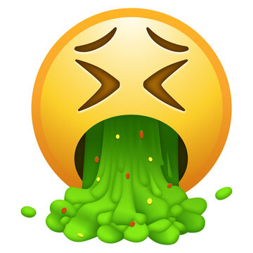 Face vomiting emoji illustration, isolated on transparent background.