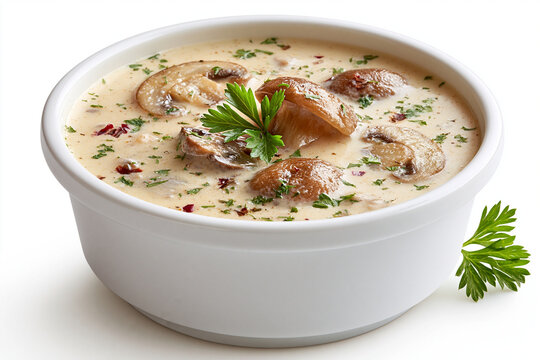 Mushroom Soup Cup Isolated on White Background