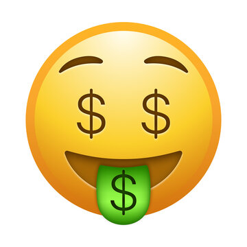 Money mouth and eyes emoji illustration, isolated on transparent background.