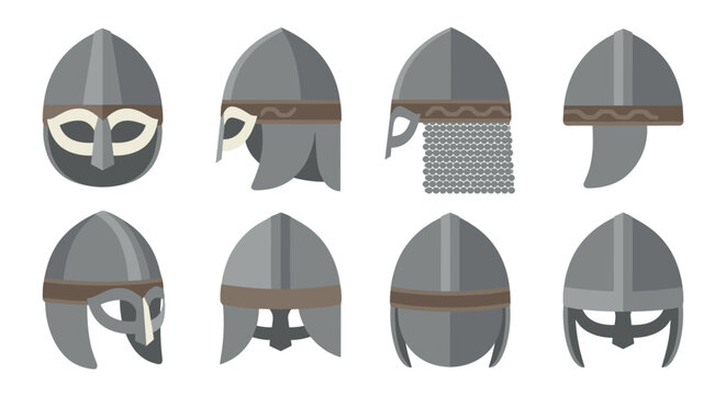 Knight helmet vector collection of medieval and viking armor styles