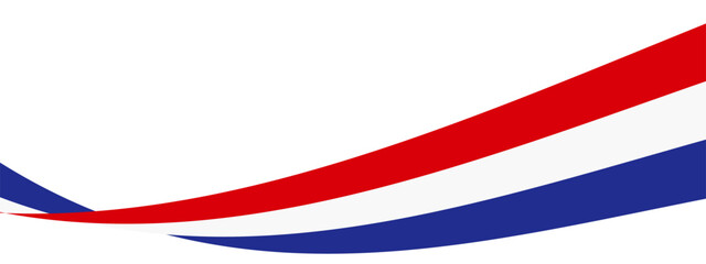 Obraz premium Abstract red white and blue wave pattern. Patriotic ribbon background for celebration or holiday. Vector graphic design element.