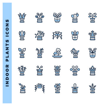 25 Indoor Plants Two Color icons pack. vector illustration.