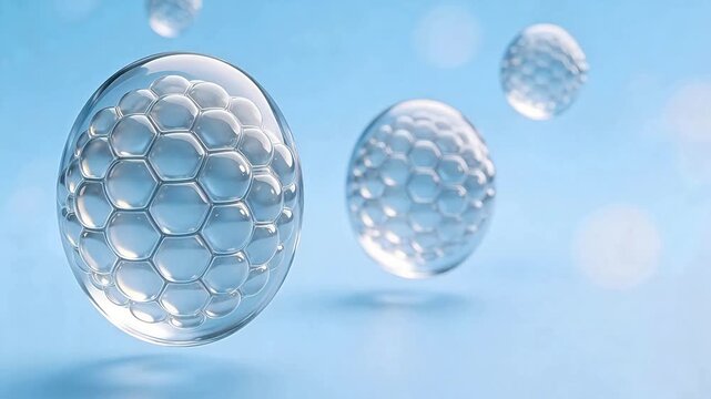 Transparent spheres with hexagonal patterns