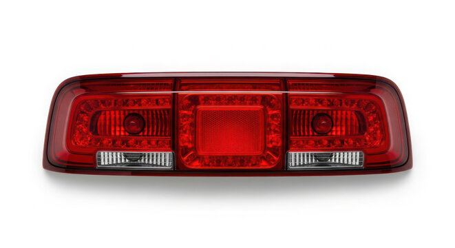 Modern red LED car taillight assembly featuring bright brake and reverse lights for enhanced vehicle safety on white background. on white background