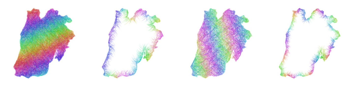 Rainbow color sketch Lisboa map design set