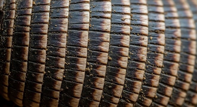 Closeup of armadillo shell texture with brown and black scales
