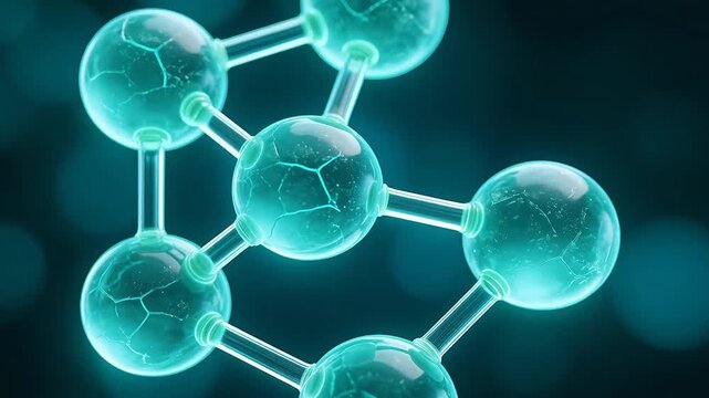 Molecular structure with glowing spheres
