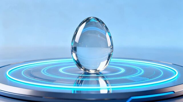Glass egg on glowing platform