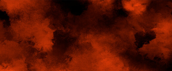 Fototapeta premium Black and orange smoke aquarelle smudge illustration .grungy smokey light pastel colors ink glow. Abstract black and ORANGE fantasy watercolor fire flame grunge texture. decorative pattern background 