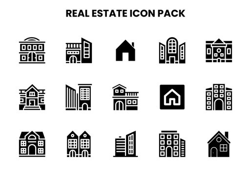 Real Estate Glyph UI Icons Pack