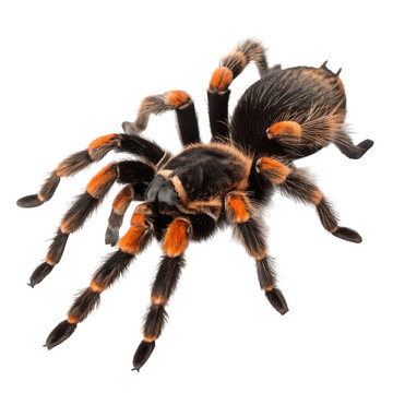 Close-up of a black and orange tarantula spider