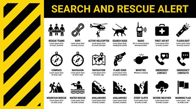 Emergency Preparedness and Rescue Operations Alert Icons