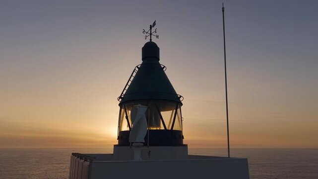 Silhouetted Architecture Of Faro de Meir&aacute;s In Galicia, Spain. Aerial Close-up Shot
